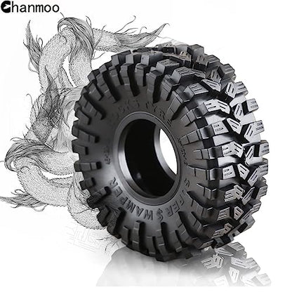 1.9 RC Crawler Tires 120mm With Foam Insert Soft Rubber 1/10 Scale Mud slingers Tyres For Traxxas TRX4 Axial SCX10 SCX10 II RC4WD D90 D110 TF2 Tamiya CC01 Gen8 1.9 Beadlock Wheel Rims 4PCS