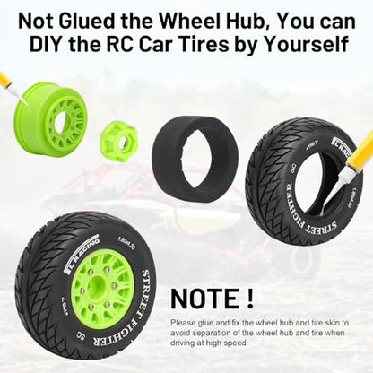 12mm/14mm/17mm Hex RC Wheels and Tires RC Truck Tires 1/10 Scale Tyres Hex Detachable Replacement for Arrma Senton Slash Axial Redcat Rc4wd Fury (Green C) - color: Green