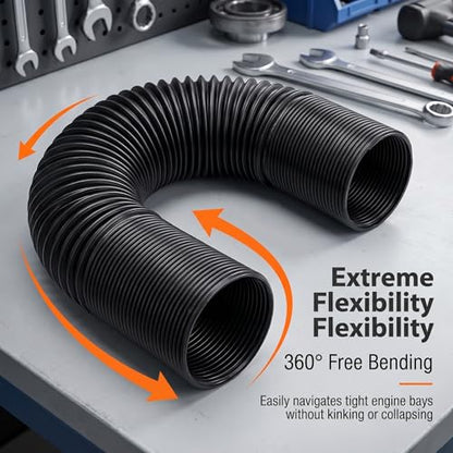 3.0" Car Air Intake Pipe, 8.8" - 39.3" Retractable Cold Air Conduction Hose, Anti-leak Flexible Turbo Inlet System Duct, Universal Modification Accessory for Most Cars (Black) - color: Black #3.0 "
