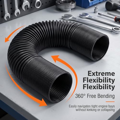 2.5" Car Air Intake Pipe, 10.2" - 39.3" Retractable Cold Air Conduction Hose, Anti-leak Flexible Turbo Inlet System Duct, Universal Modification Accessory for Most Cars (Black) - color: Black #2.5 "