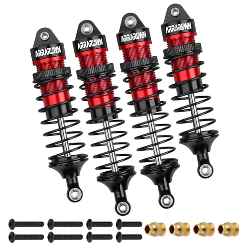 4PCS 1/10 RC Car Shocks Front & Rear Shock Absorber Damper Assembled Set | Compatible with 1:10 Scale Traxxas Slash/Rustler/Stampede/Hoss VXL 4x4 2WD Replacement Parts#5862 (Black Red) - color: Black Red