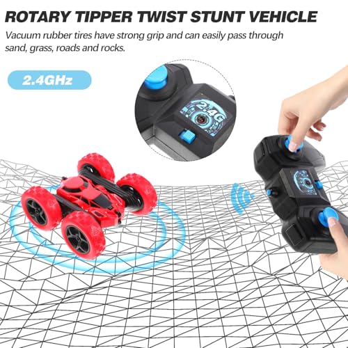 Abaodam Double-Sided Rc Off-Road Stunt Car with Flips High-Speed Rotation Material for Birthday Multi-Action Remote Control Vehicle for Indoor Outdoor Use