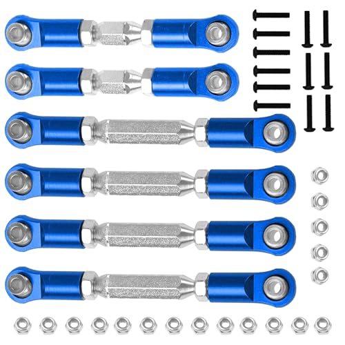 Metal Turnbuckles Rod Camber Links Steering Linkage Tie Rods Pull Rod Compatible with Arrma Granite 4X4 Senton 4X4 Mega550 1/10 RC Car (Blue) - color: Blue