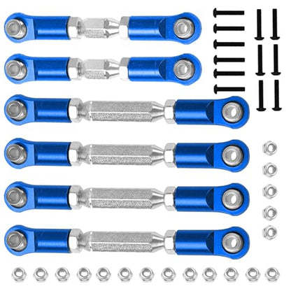 Metal Turnbuckles Rod Camber Links Steering Linkage Tie Rods Pull Rod Compatible with Arrma Granite 4X4 Senton 4X4 Mega550 1/10 RC Car (Blue) - color: Blue