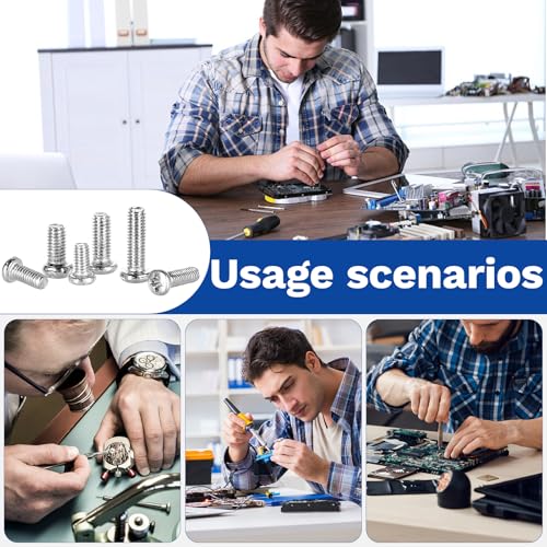 530Pcs M1.4 304 Stainless Steel Metric Micro Screws Nuts Assortment | M1.4x3/4/5/6/8mm Sizes, Phillips Pan Head, Fully Threaded Kit for Arduino, RC Models, Electronics, DIY Projects - size: M1.4x3/4/5/6/8- 530 Pcs