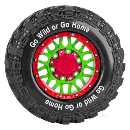 RC Truck Tires Wheel for 1/10 Big Rock Granite Vortek 3s / Stampede Rustler RC Car,4-Pack RC Wheels Tires,Green-Red - color: Green-red- (Rc Tires Wheel)