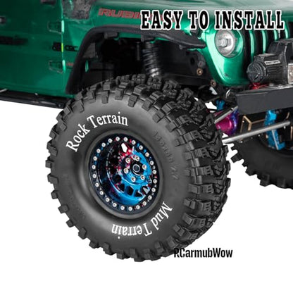 2.2 Inch RC Crawler Tires, 135x55mm Rubber Mud Terrain Tyres w/Foam Inserts, Compatible with TRX4 SCX10 Capra AMG 6x6 Gen8 Everest Gen7 Pro, RCarmubWow 2.2 RC Tires 1/10 Rock Crawler Upgrades Parts