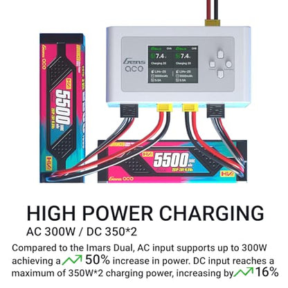 IMARS D300 Balance Charger, Gens Ace Dual Channel for RC 1~6S.White | AC 300W / DC 700W (350W*2) 16A Smart Charger | G-Tech