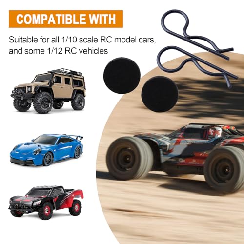 HobbyPark 200pcs RC Clips Pins & Foam Washers for 1/10 1/12 Scale Traxxas Redcat HPI Himoto HSP Exceed RC Cars Parts Trucks Buggies Body Shell Replacement (Black Clips) - color: Black Clips