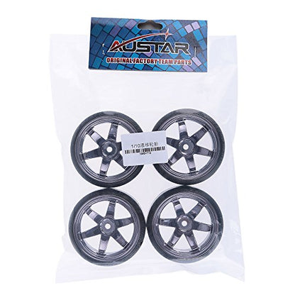 GoolRC 4PCS/Set 1/10 Drift Car Tires Hard Tyre Replacement for Traxxas HSP Tamiya HPI Kyosho On-Road Drifting Car (Titanium) - color: Titanium