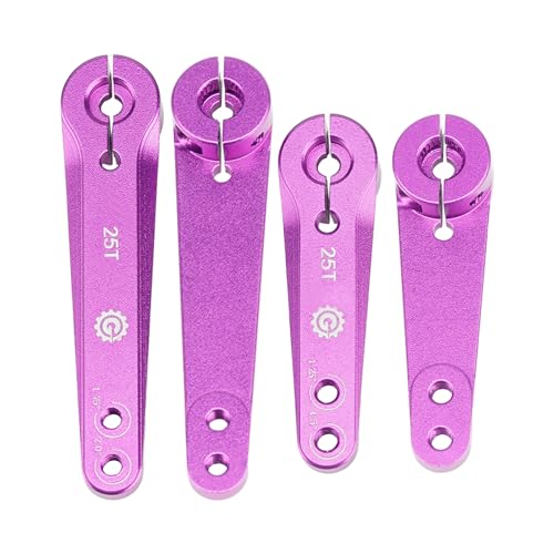 2PCS TGCWENG CNC Aluminum 25T Servo Horn Long Steering Servo Arms Compatible Futaba Savox Xcore HL HSP HD Power Rc Servos Suitable for RC Airplanes RC Plane Car (Purple)