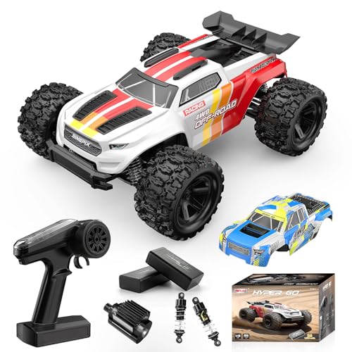 Remote Control Car 1:18 Scale 4WD Off-Road RC Truck, 36 KPH Fast RC Car with Dual 7.4V 1500mAh Batteries, Oil-Filled Shocks, Dual Body Shells, RC380,2.4GHz RTR for Outdoor Driving