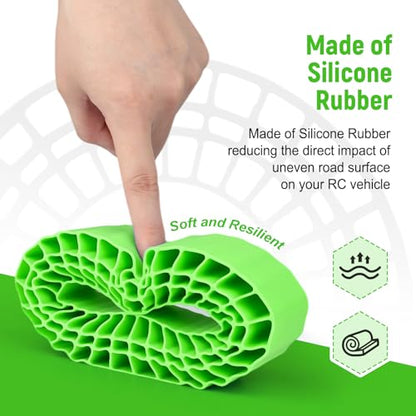 Soft 2.2" Silicone Tire Inserts, 4‑Pack, Fits 132–134mm (5.25" OD) Crawler Tires, Waterproof Foam Replacement for 1/10 RC Crawlers, 125×45mm, Enhanced Traction & Sidewall Support (Green) - color: Green