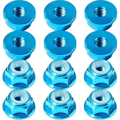 12Pcs M2 Flange Lock Nuts Metric Nylon Inserted Hex Self-Lock Non-Slip Aluminium Self Clinching Nuts for 1/24 RC Car Axial SCX24 Furniture DIY Industrial Construction Fasteners - color: Sky Blue, size: 12Pcs
