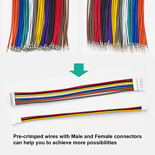 JST Connector Kit 2.0mm Pitch JST-PH 2.0 Male Female Connector with Premium 22AWG Pre-Crimped Extension Cables,PH 2.0mm Connector 2/3/4/5/6/7/8/9/10 Pin Male Female Housing (PH-MF-Kit) - size: JST-2.0MM-PH Male Female
