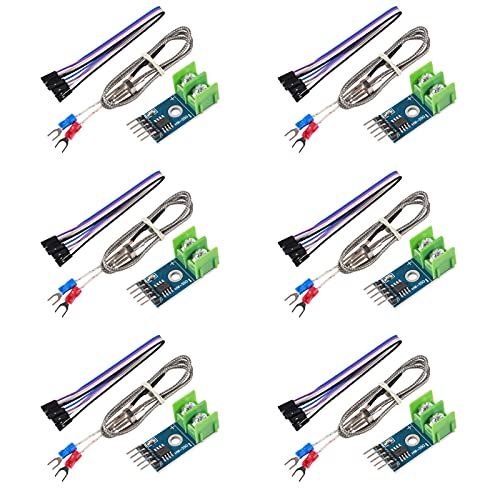 DC 3-5V MAX6675 Module + K Type Thermocouple Temperature Sensor Thermocouple Sensor Set M6 Screw Compatible with Raspberry Pi Arduino (6pcs)