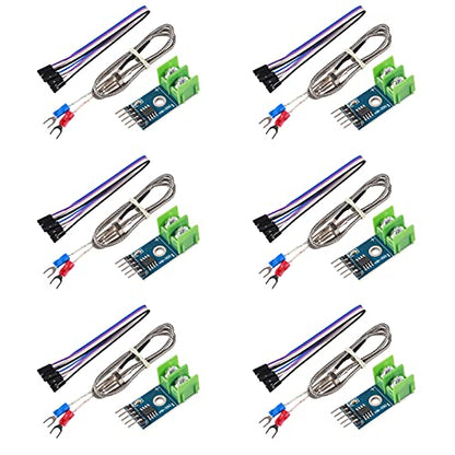 DC 3-5V MAX6675 Module + K Type Thermocouple Temperature Sensor Thermocouple Sensor Set M6 Screw Compatible with Raspberry Pi Arduino (6pcs)
