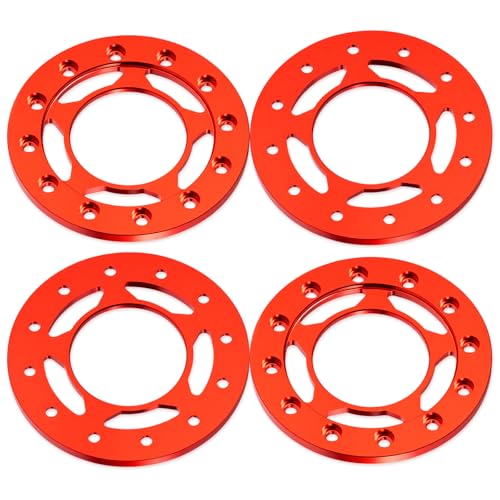 4PCS Aluminum 1.55inch RC Beadlock Wheel Replacement Ring for 1/10 AXIAL UTB18 D90 TF2 CC01 AX90069 MST JIMNY RC Crawler Trail Truck Car (Red) - color: Red