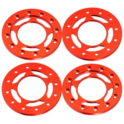 4PCS Aluminum 1.55inch RC Beadlock Wheel Replacement Ring for 1/10 AXIAL UTB18 D90 TF2 CC01 AX90069 MST JIMNY RC Crawler Trail Truck Car (Red) - color: Red