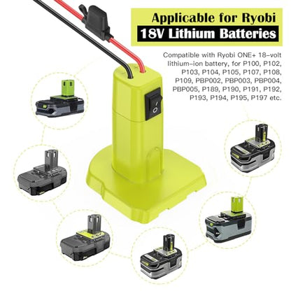 2 Packs Power Wheel Adapter for Ryobi 18V Battery Adapter Power Wheel Battery Conversion Kit with Switch, Fuses & Wire Terminals, 12AWG Wire, Power Connector for DIY RC Car Toys and - color: 2 Pack