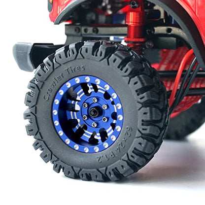 OGRC 1.3" Wheel and Tires 7mm Offset Beadlock Wheels for 1/24 1/18 RC Car | Aluminum, 7mm Hex, Soft and Sticky Tires, for TRX4M SCX24 RC Carwler Car, Blue - color: Blue