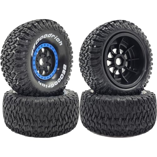 1/7 1/8 RC Short Course Truck Wheels 17mm Hex And Tires OD 5.31" Off Road Tyres For 1:7 1:8 Scale Buggy Truck Car TRAXXAS UDR FS Atom ARRMA Mojave 6S EXB YK4072 DF7 TB7 Upgrades 4PCS (Blue) - color: Blue
