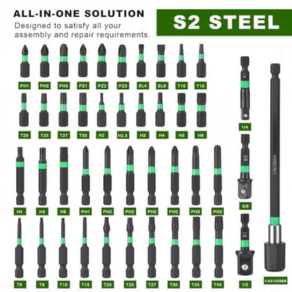 AEROFORCE 74 PCS Magnetic Nut Driver Set, Impact Drill Driver Bit 1/4" Hex Shank, SAE & Metric Cr-V Steel Power Nut Drivers with Wing Nut Driver, Impact Socket Adapters, screwdriver bits - size: 74PCS Magnetic Nut Driver Set