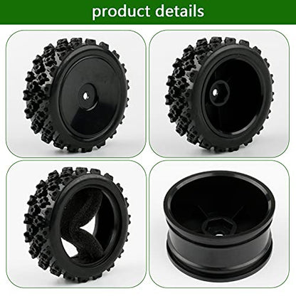 4pcs 1/10 On-Road Wheels and Tires 12mm Hex Black Hard Dish Wheel and Rally Block Tyre for Street Racing Car Kyosho Tamiya Traxxas HPI etc, with Lock Nuts Washers Wrench Replacement Parts - color: Black