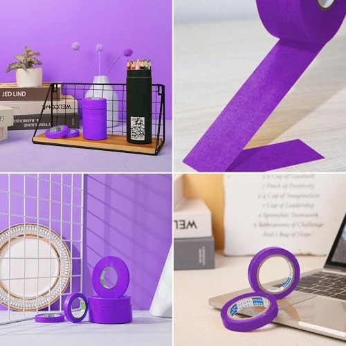 6 Rolls Fine Line Tape 1/16, 1/8, 1/5, 2/5, 1/2, 3/4 Inch x 55 Yard Fineline Masking Tape Painter Adhesive Automotive for DIY Car Auto Paint (Purple, Mixed Sizes) - color: Purple, size: Mixed Sizes