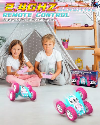 Pink Spider Remote Control Car for Girls, Kids Race RC Cars for Girl, Princess Toys for Age 6 7 8 9 10 Christmas Birthday Gifts - color: Pink