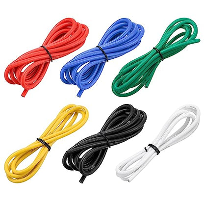 MECCANIXITY 12 Gauge Wire Silicone Wire 12AWG Electrical Wire Stranded Wire Tinned Copper Wire High Temp Hookup Wire 6 Color 1m/3.3ft for Car Model Electric Appliances 6pcs - size: 12AWG, 3.3ft