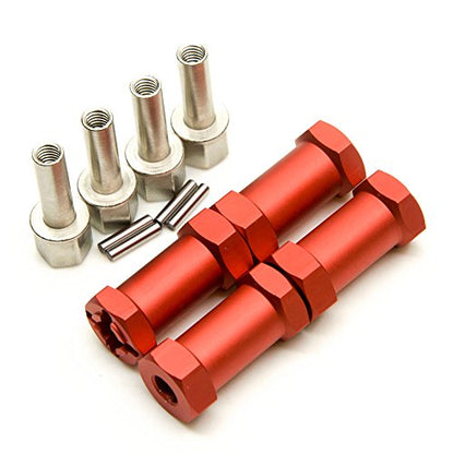 RC 12mm Wheel Hex Drive Hubs Combiner Coupler Aluminum 15mm/20mm/25mm/30mm Offset Extension Longer Combiner Drive Adapter for 1/10 Axial SCX10 Wraith RC Car Upgrade Parts (Red - 25mm) - color: Red - 25mm