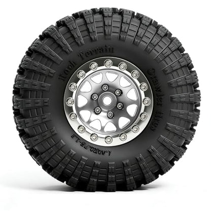 REDSPIDER•1.3 Beadlock Wheels and Crawler Mud Tires OD 2.75'' Aluminium Hub Hex Key 7mm (4PCS) for 1/18 1/24 TRX4M SCX24 AX24 FCX18 FCX24 RC Crawler Car (Silvery) - color: Silvery