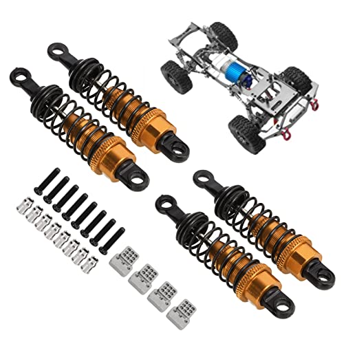 4Pcs Front Rear RC Shock Absorber 64mm Damper Assembled Set | Aluminum Alloy Shock Adjustable Remote Control Gold - size: Gold