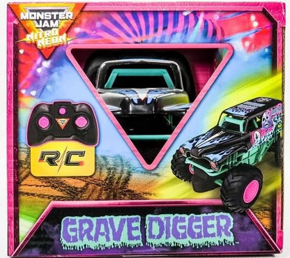 Monster Jam Nitro Neon Grave Digger 1:24 Scale RC Truck – Full-Function Remote Control Monster Truck (Official Spin Master)