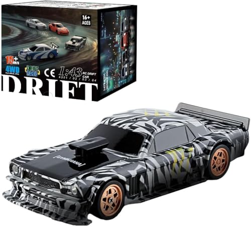 RC Drift Car - 1:43 Remote Control Car 2.4GHz Mini Drift Cars Racing High Speed Drift Car Model with LED Lights for RC Toys Gift (Black) - color: Black