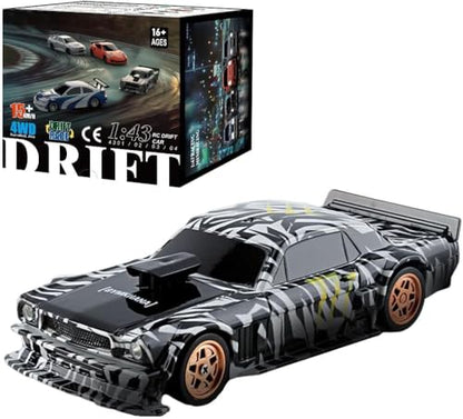 RC Drift Car - 1:43 Remote Control Car 2.4GHz Mini Drift Cars Racing High Speed Drift Car Model with LED Lights for RC Toys Gift (Black) - color: Black