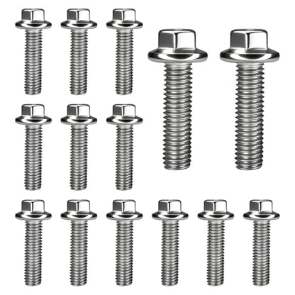 Differential Valve Cover Bolts M8 1.25 x 20mm 14PCS Rear Differential Valve Cover Bolts Stainless Steel Toothed Flanged Metric Hex Bolt Screws Replacement Parts Kit Suitable for Most Cars