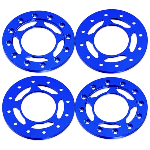 4PCS Aluminum 1.55" Beadlock Wheel Replacement Ring for AXIAL UTB18 D90 TF2 CC01 AX90069 MST JIMNY 1/10 RC Crawler Trail Truck Car (Blue) - color: Blue
