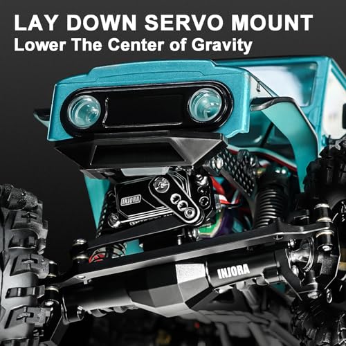 INJORA +4mm Diamond Axles with Lay Down Servo Mount & Links for 1/18 TRX4M(Black) - color: Black