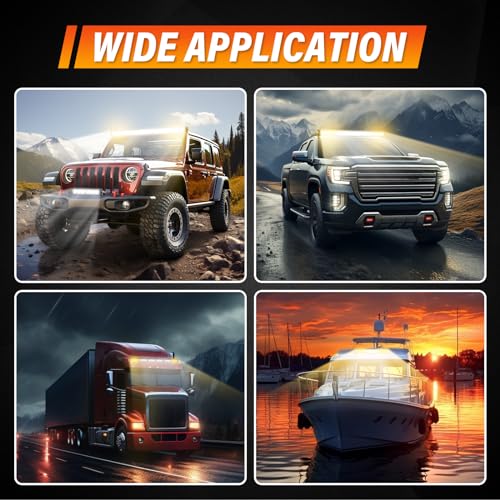 AUXTINGS 22 inch Single Row Dual Color LED Light Bar 120W Off Road Light Bar White Amber Combo LED Work Light Truck UTV 4x4 Cars SUVs ATVs Boats Fog Driving Light with Wiring Harness kit - size: 22 inch white amber