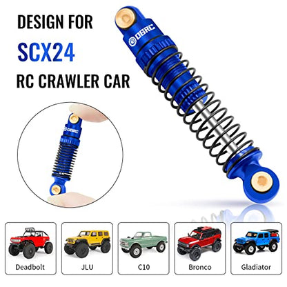 OGRC Shocks Absorber Oil Threaded Damper Aluminum Front & Rear Shocks for Axial SCX24 C10 JLU Deadbolt Gladiator Bronco Upgrade Parts (Blue) - color: Blue