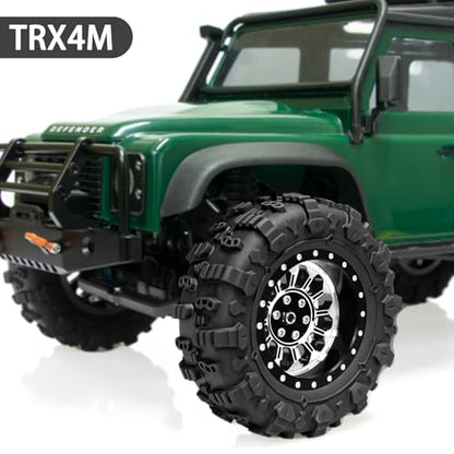 LRFHL 1.3" Beadlock Wheel Tires Aluminum for SCX24 TRX4M, 4PCS, Silver | Upgraded 1.45-inch Wheel, 1/24 SCX24 1/18 TRX4M RC Crawler Car Upgrade - color: Black Tires+ Silver Wheels-2