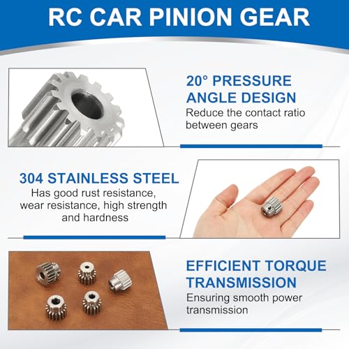 uxcell 2Pcs 1 Mod 15T Spur Gear 6.35mm Bore, 304 Stainless Steel Pinion Gear, 20°Pressure Angle, for Spur Rack and RC Model Car or Motor DIY(14mm) - size: 1 Mod 15T, 6.35mm x 14mm