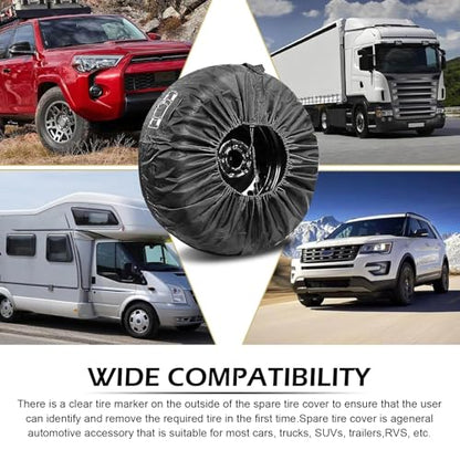 1 PC Spare Tire Cover, 190T Polyester Taffeta Spare Tire Protector with Pocket, 13"-18" Diameters Waterproof Wheel Storage Bag, Universal for Most Cars, Trucks, SUVs (Black #S) - size: 1 PC #S
