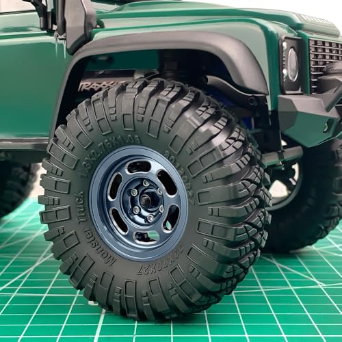 MOHERO 4Pcs 1.3 RC Beadlock Wheel Rims for 1/18 1/24 RC Crawler TRX4M Axial SCX24 Redcat Ascent-18 Upgrade Parts (Grey) - color: Grey