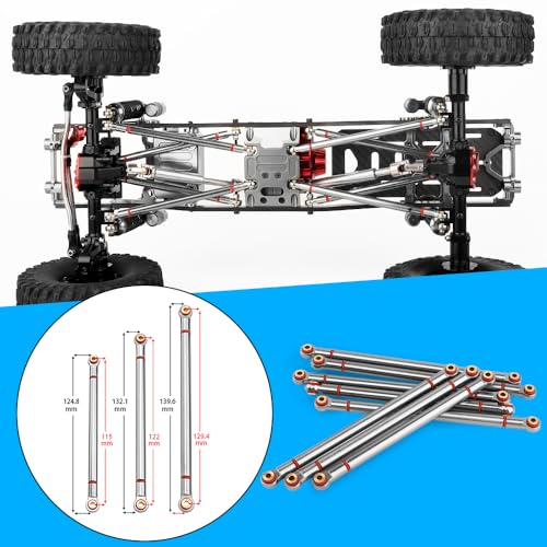 8pcs Aluminum Alloy Link Rod 313mm Wheelbase Chassis Linkage for 1/10 Axial SCX10 RC Car Crawler Upgrade Parts