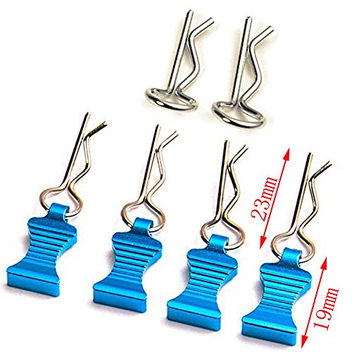 1 Set of Metal Body Clips Pins with Pull Tabs for 1/10 Axial SCX10 RC Model Crawler Car (Blue)