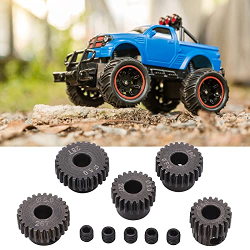 RC Motor Pinion Gear, 20T 22T 24T 26T 28T 5Pcs 48DP 5mm Shaft Hole Motor Pinion Gears Fit for Monster 1:10 Scale RC Truck