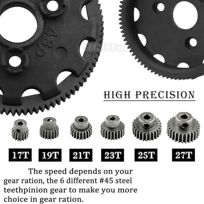 RC 48P Spur Gear (76T 83T 86T 90T) Upgrades Part for 1/10 Slash/Rustler/Stampede/Bandit 2WD (VXL),w/Slipper Clutch & Transmission Gear & Slipper Rebuild Kit & Pressure Plate,Red - color: (76t 83t 86t 90tgear) - Red